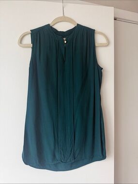 Banana Republic Sleeveless Gold-Button Sleeveless Blouse - Teal